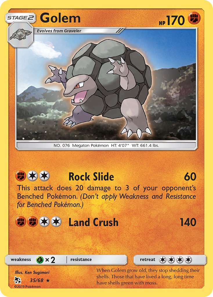 Golem - 35/68 - - HIDDEN FATES - Pokemon - Rare | AA69-29