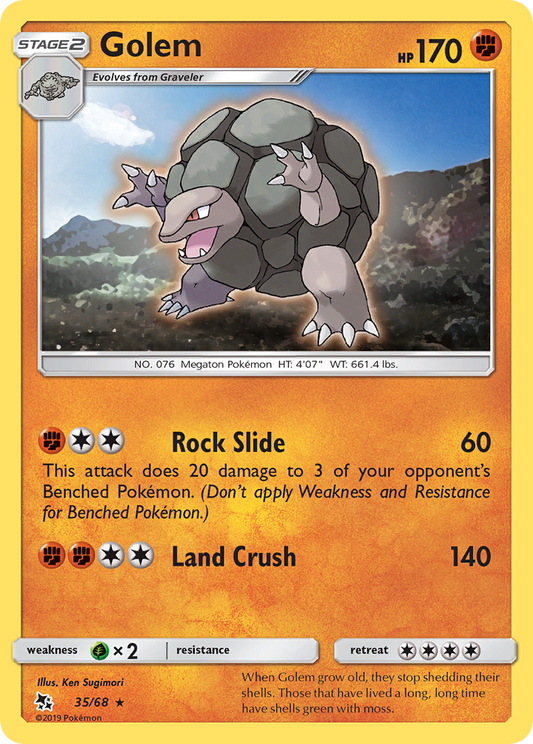 Golem - 35/68 - - HIDDEN FATES - Pokemon - Rare | AA71-43