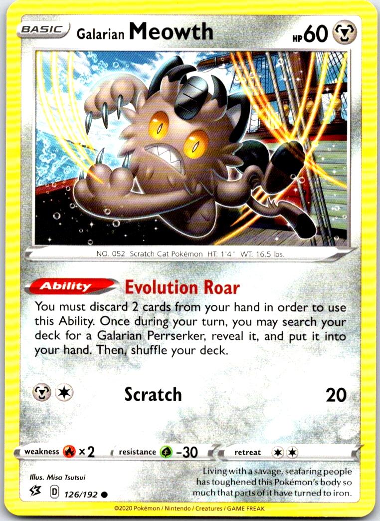 Galarian Meowth - 126/192 - - REBEL CLASH - Pokemon - Common | AB73-14