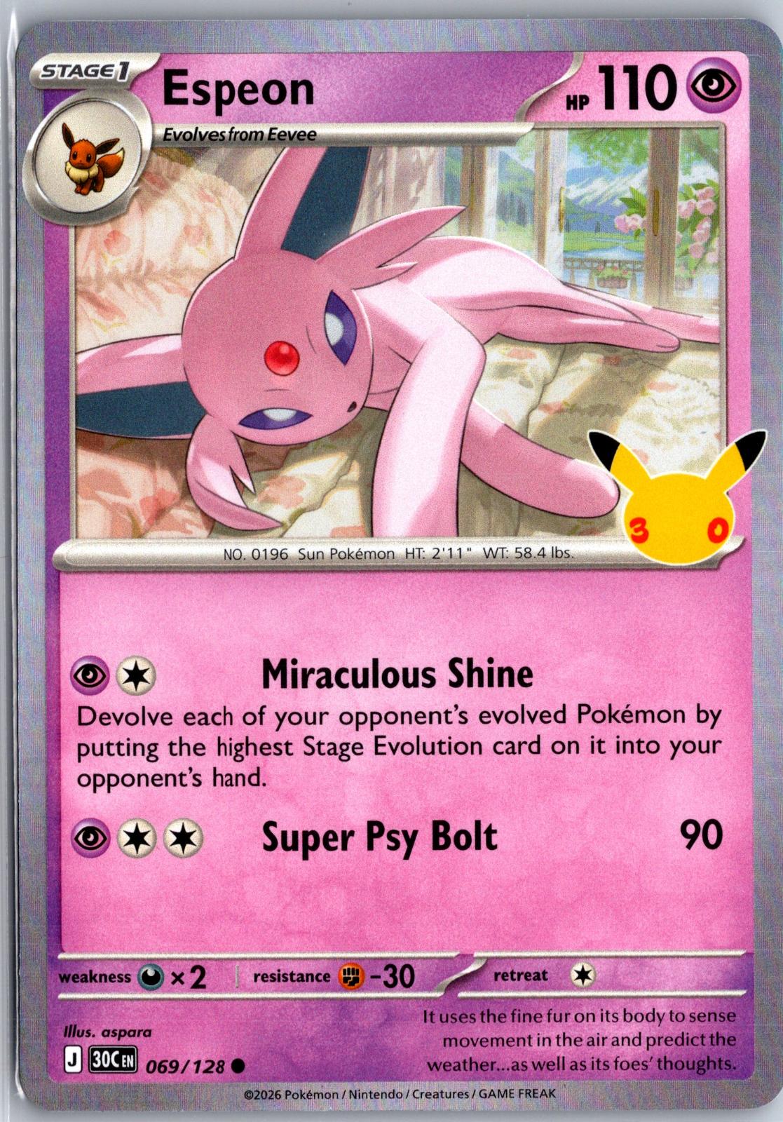 Espeon - 069/128 - Holo - ME: 30TH CELEBRATION - Pokemon - Common | AA98-27