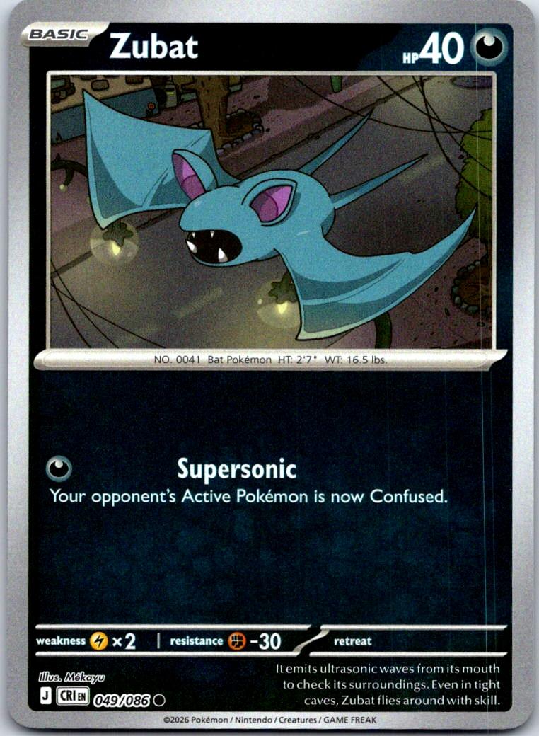 Zubat - 049/086 - Reverse Holo - CHAOS RISING - Pokemon - Common | AA132-27