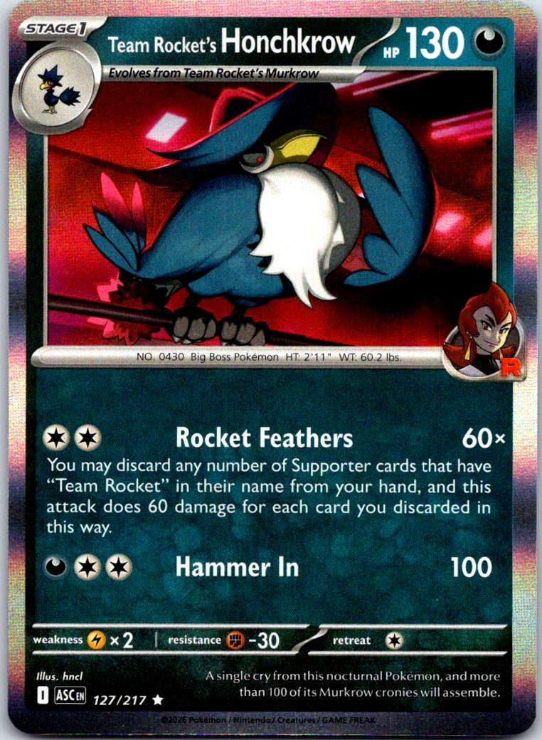 Team Rocket's Honchkrow - 127/217 - Holo - ASCENDED HEROES - Pokemon - | AB07-4