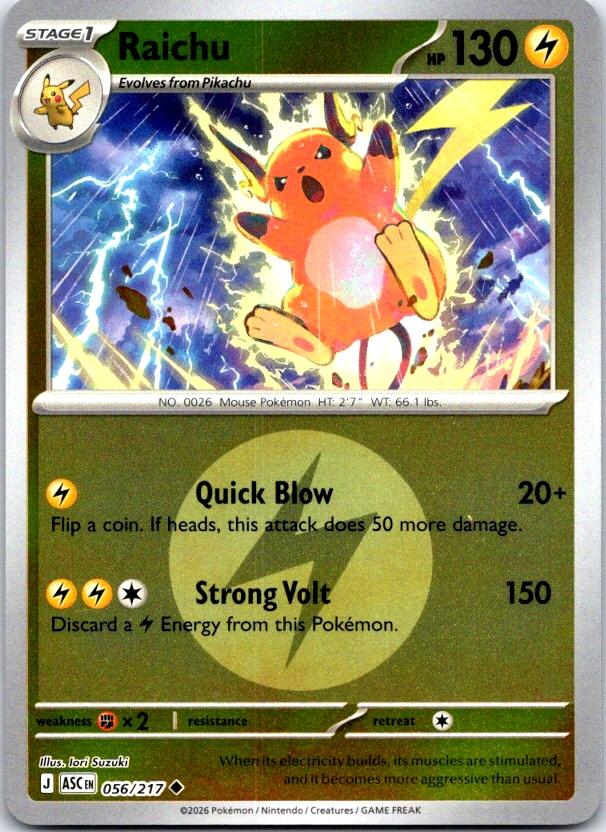Raichu (Energy Symbol Pattern) - 056/217 - Reverse Holo - ASCENDED HEROES - Pokemon - | AC26-6