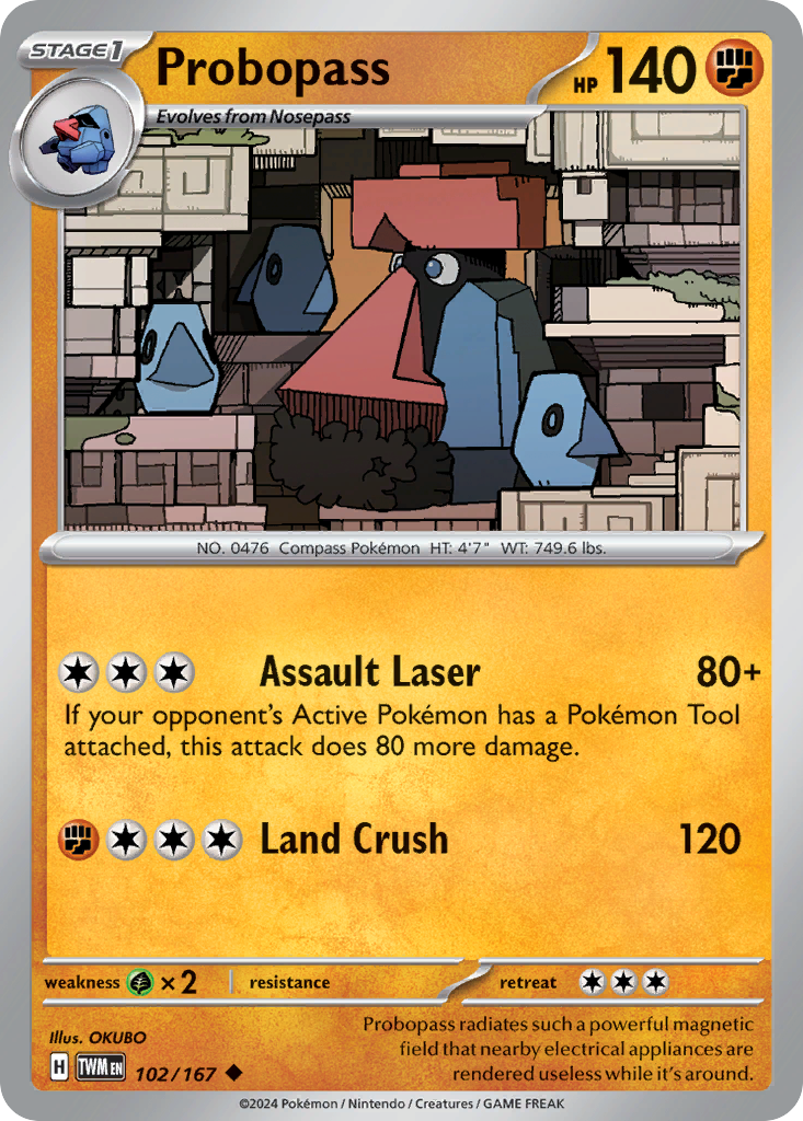 Probopass - 102/167 - Reverse Holo - TWILIGHT MASQUERADE - Pokemon - | AA75-2
