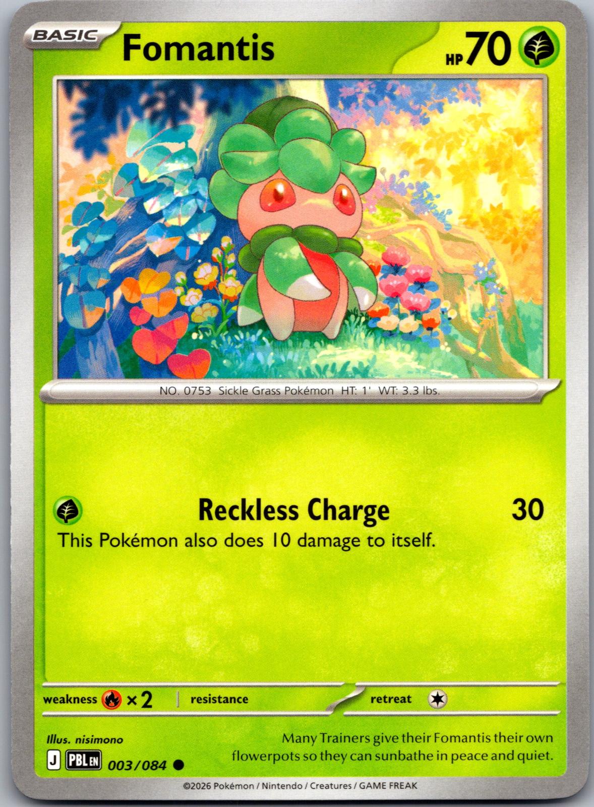 Fomantis - 003/084 - - PITCH BLACK - Pokemon - Common | AA81-36