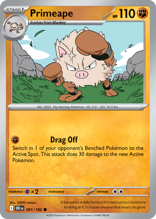 Primeape - 091/182 - - DESTINED RIVALS - Pokemon - Common | AA10-78
