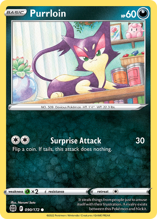 Purrloin - 090/172 - - BRILLIANT STARS - Pokemon - Common | AA73-24