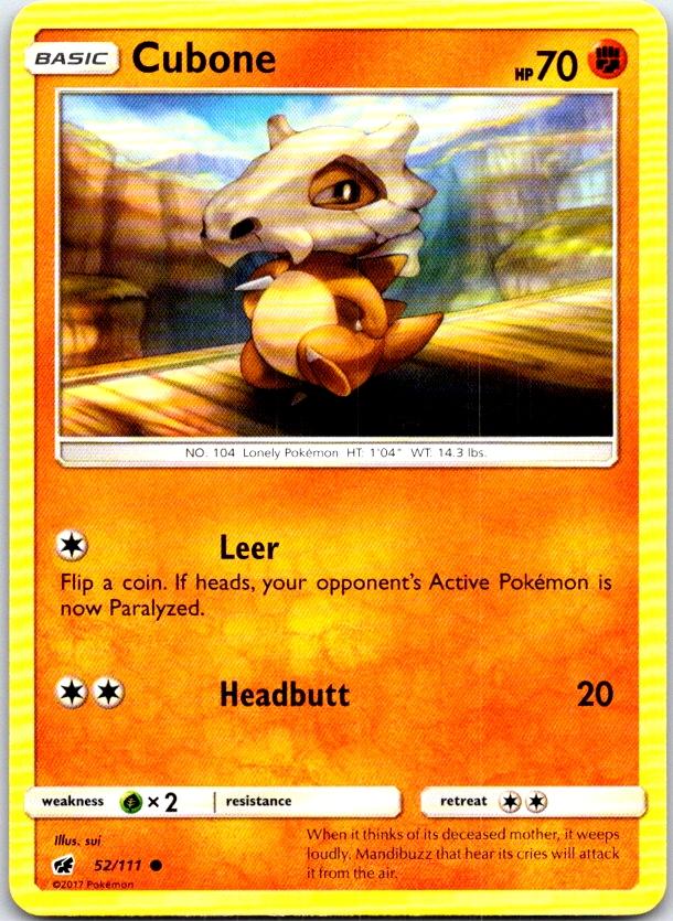 Cubone - 52/111 - - CRIMSON INVASION - Pokemon - Common | AB98-20