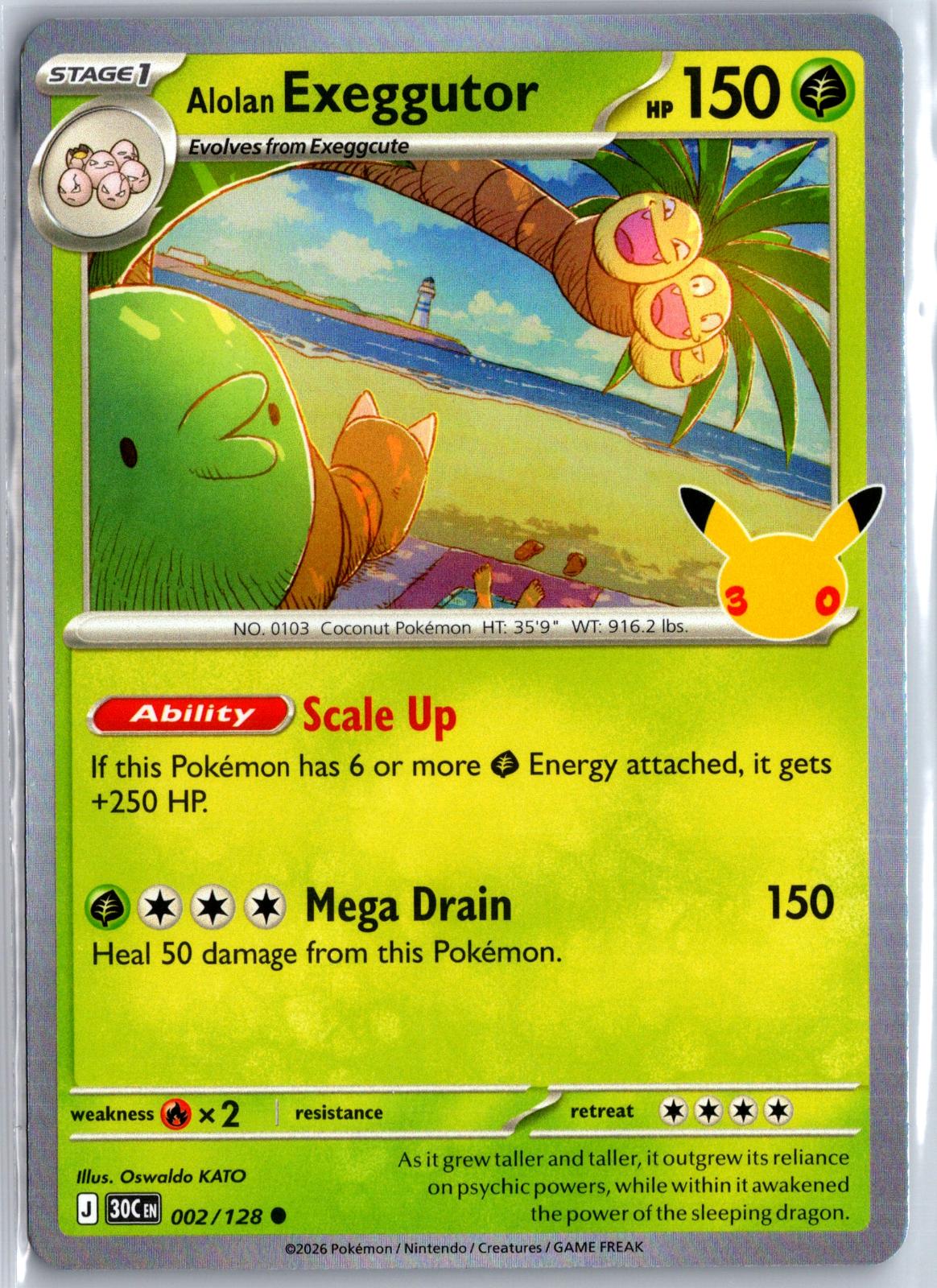 Alolan Exeggutor - 002/128 - Holo - ME: 30TH CELEBRATION - Pokemon - | AA97-19