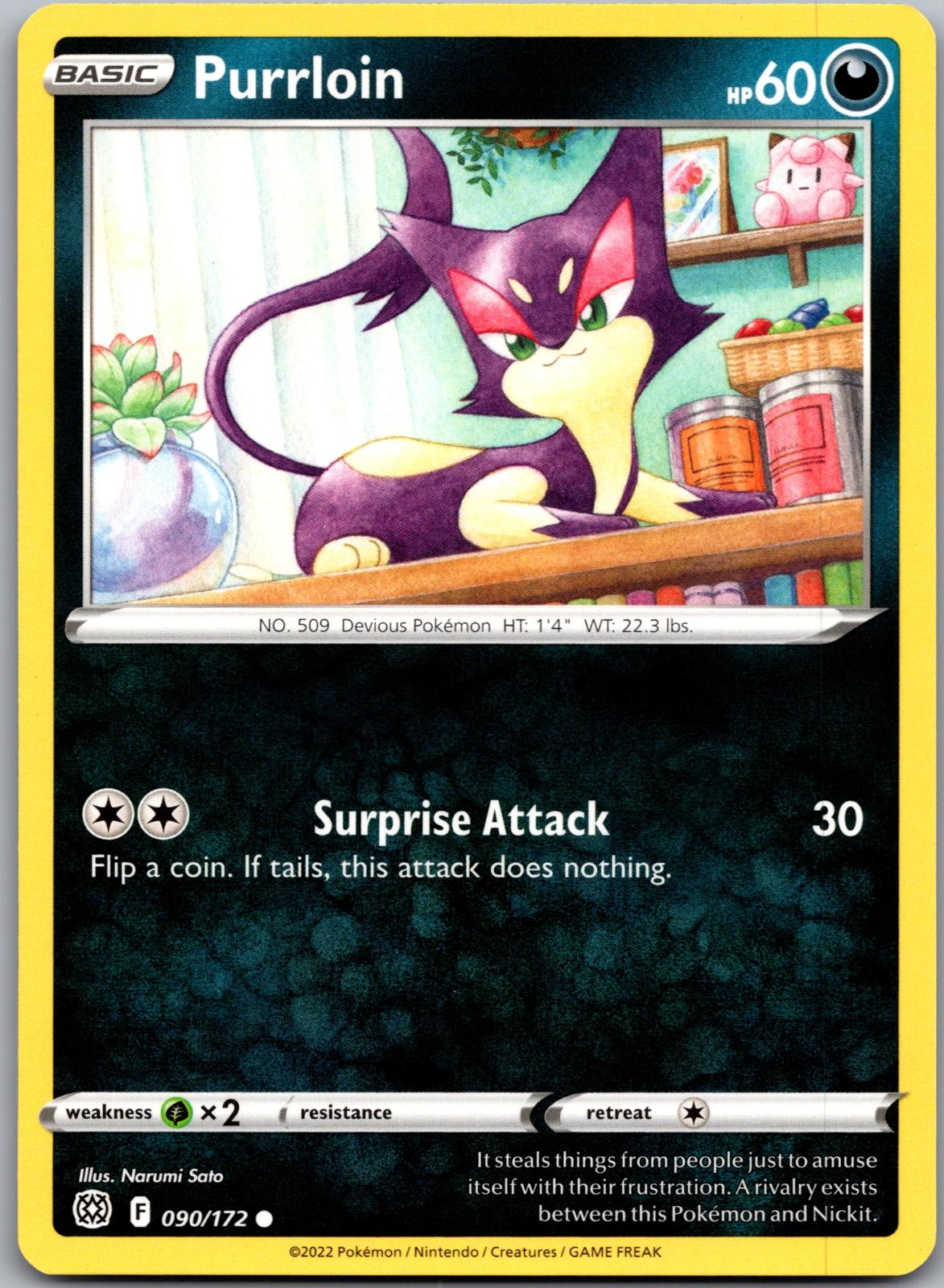 Purrloin - 090/172 - - BRILLIANT STARS - Pokemon - Common | AA90-31