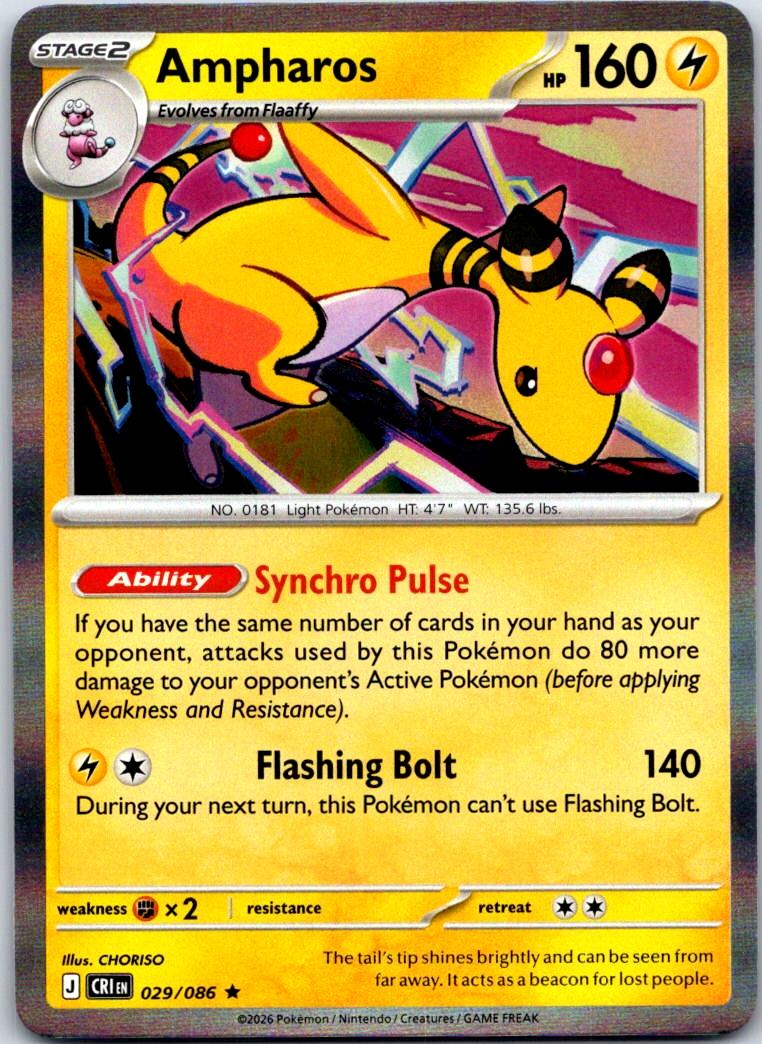 Ampharos - 029/086 - Holo - CHAOS RISING - Pokemon - Rare | AA121-49