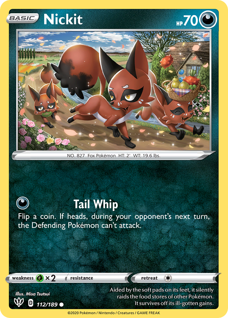 Nickit - 112/189 - - DARKNESS ABLAZE - Pokemon - Common | AA90-30