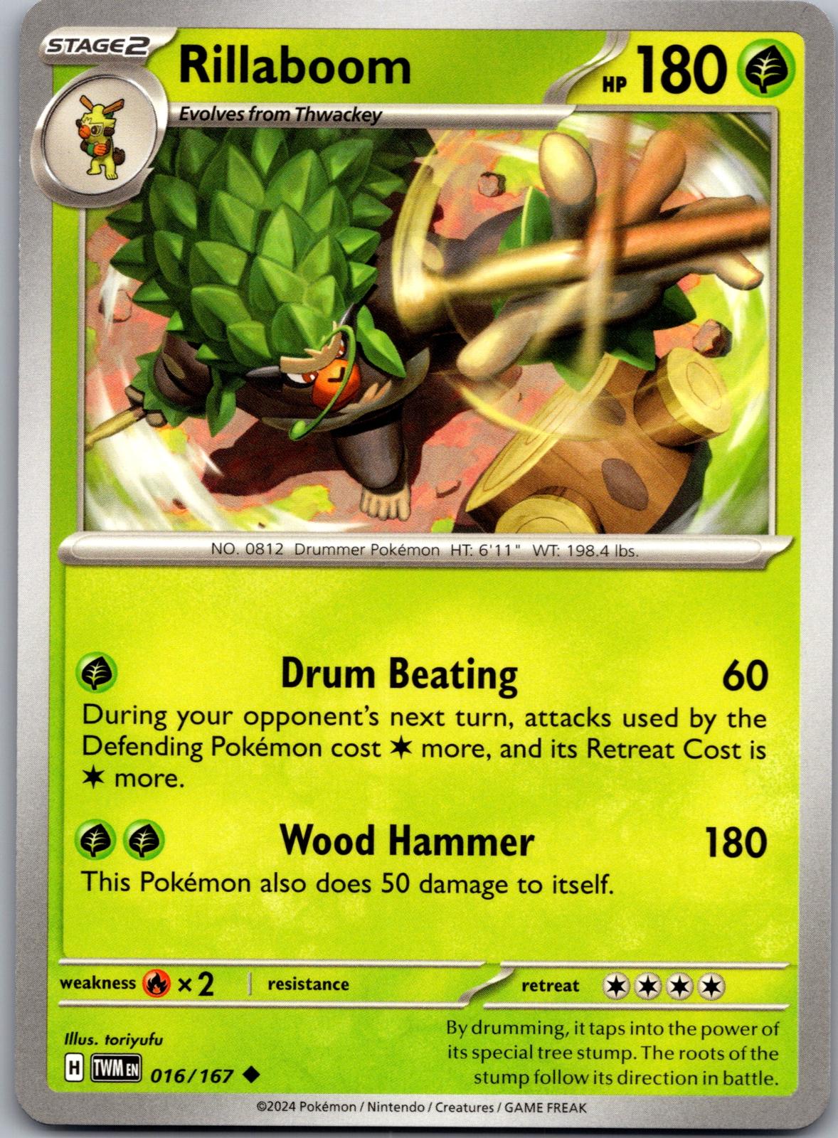Rillaboom - 016/167 - - TWILIGHT MASQUERADE - Pokemon - Uncommon | AA88-19