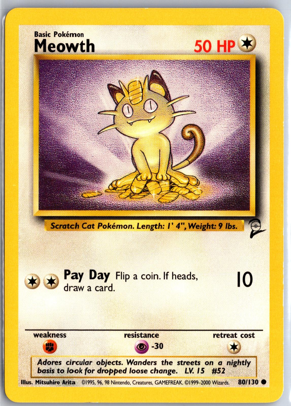 Meowth - 80/130 - - BASE SET 2 - Pokemon - Common | AA99-9