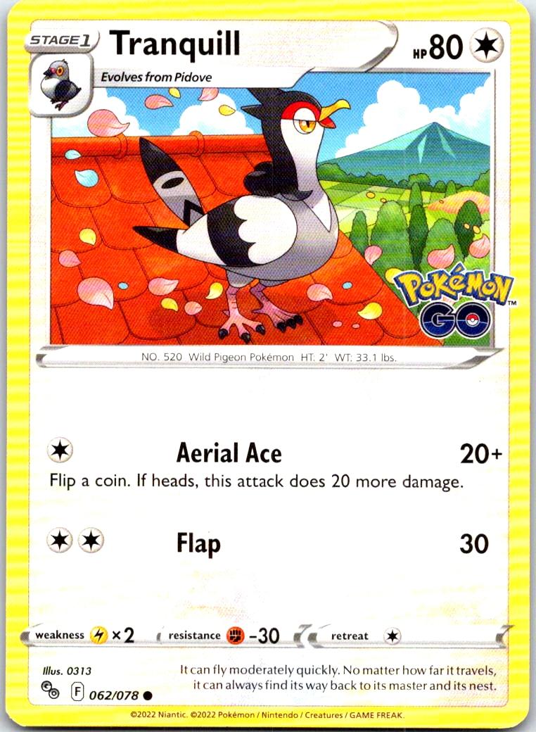 Tranquill - 062/078 - - POKEMON GO - Pokemon - Common | AB83-16