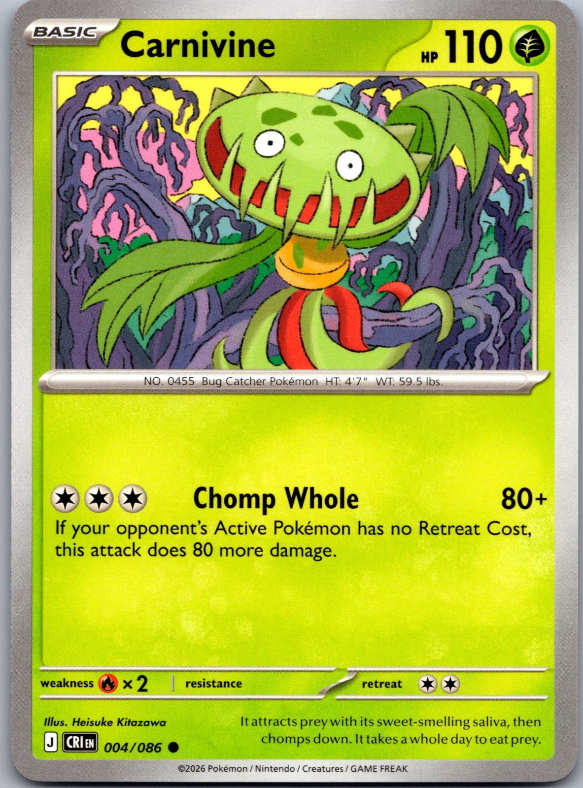 Carnivine - 004/086 - - CHAOS RISING - Pokemon - Common | AA83-7