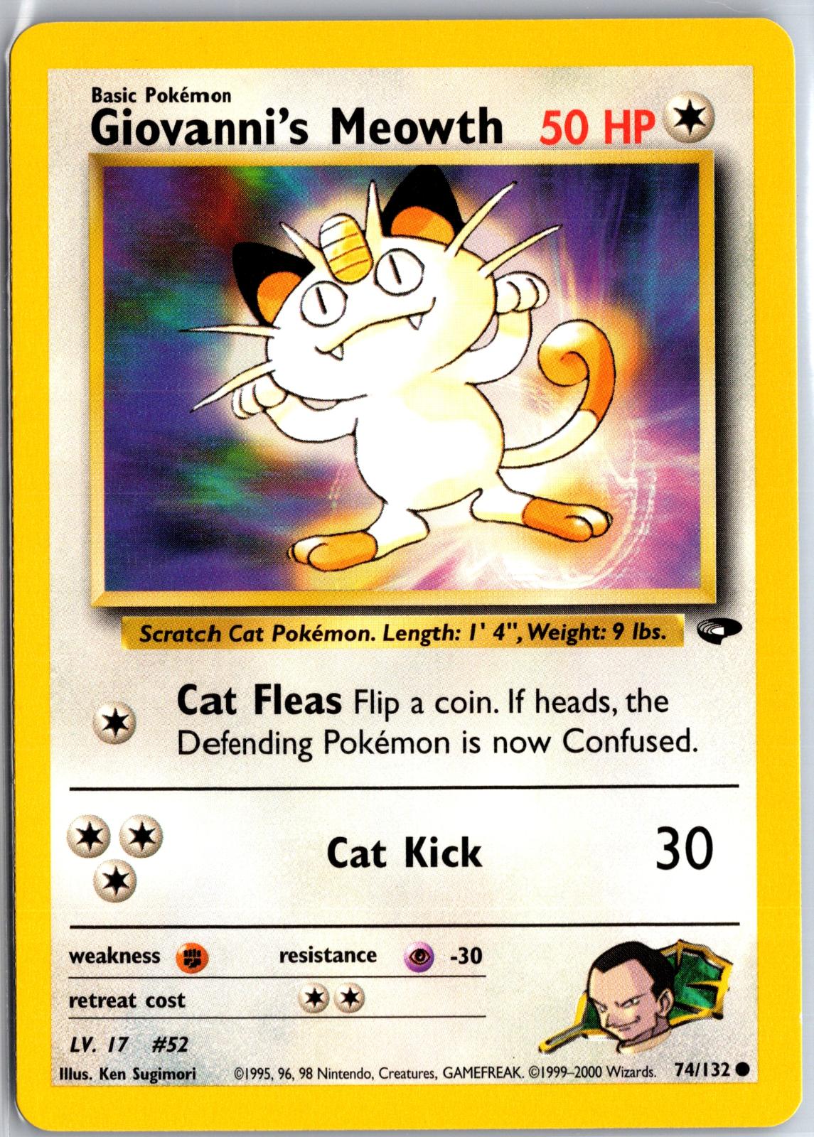 Giovanni's Meowth - 74/132 - Unlimited - GYM CHALLENGE - Pokemon - | AA113-10