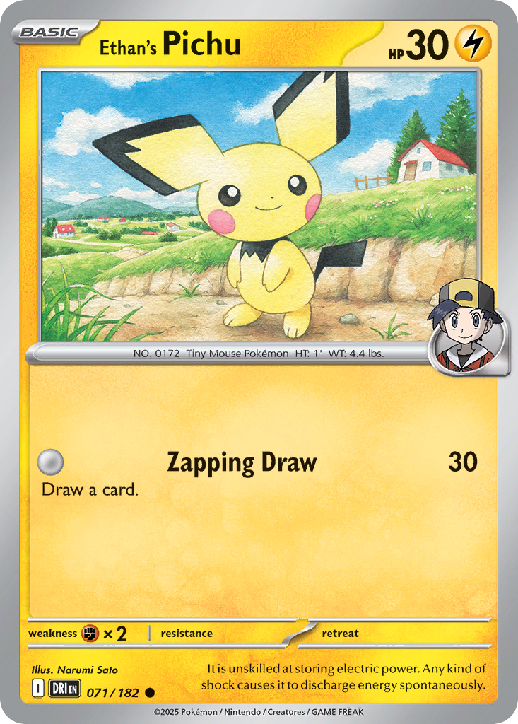 Ethan's Pichu - 071/182 - Reverse Holo - DESTINED RIVALS - Pokemon - | AA20-12
