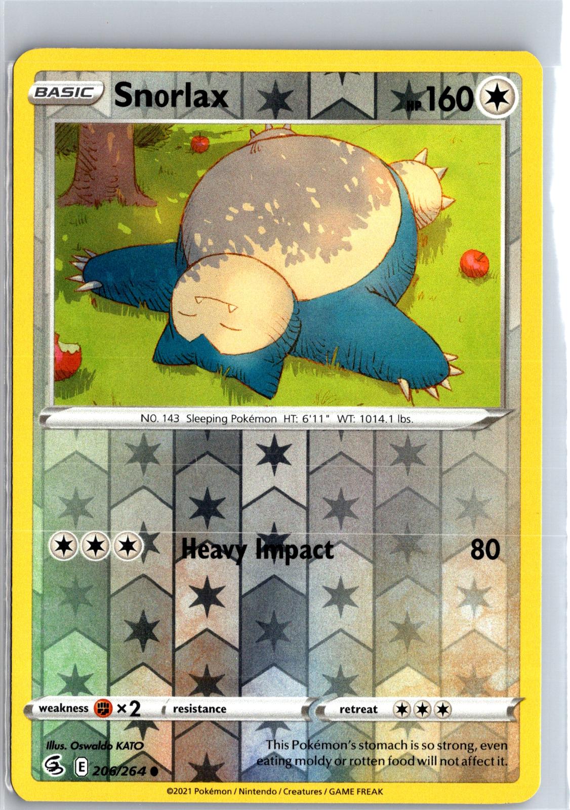 Snorlax - 206/264 - Reverse Holo - FUSION STRIKE - Pokemon - Common | AA130-59