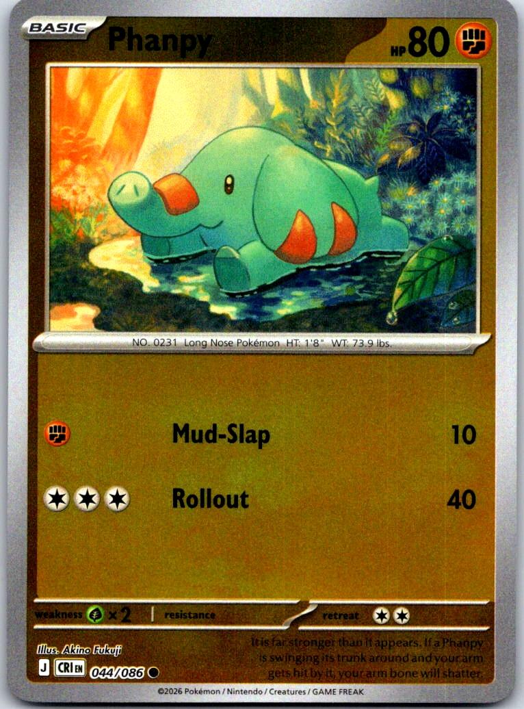 Phanpy - 044/086 - Reverse Holo - CHAOS RISING - Pokemon - Common | AA126-49