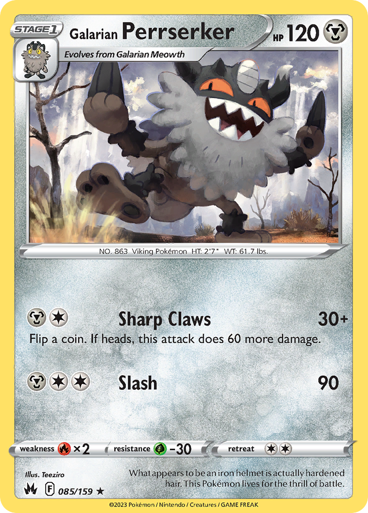 Galarian Perrserker - 085/159 - - CROWN ZENITH - Pokemon - Rare | AA103-47