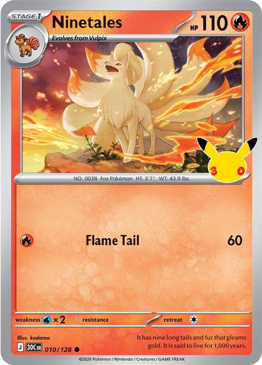 Ninetales - 010/128 - Holo - ME: 30TH CELEBRATION - Pokemon - Common | AA97-17