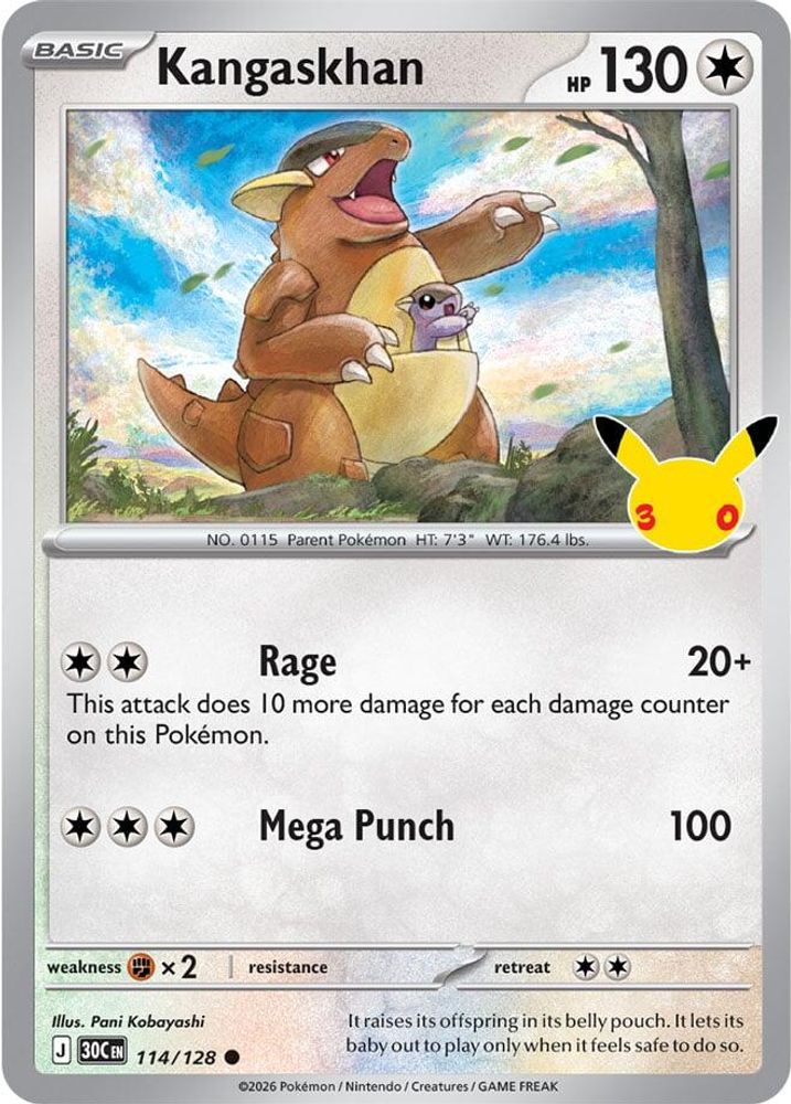 Kangaskhan - 114/128 - Holo - ME: 30TH CELEBRATION - Pokemon - Common | AA97-2