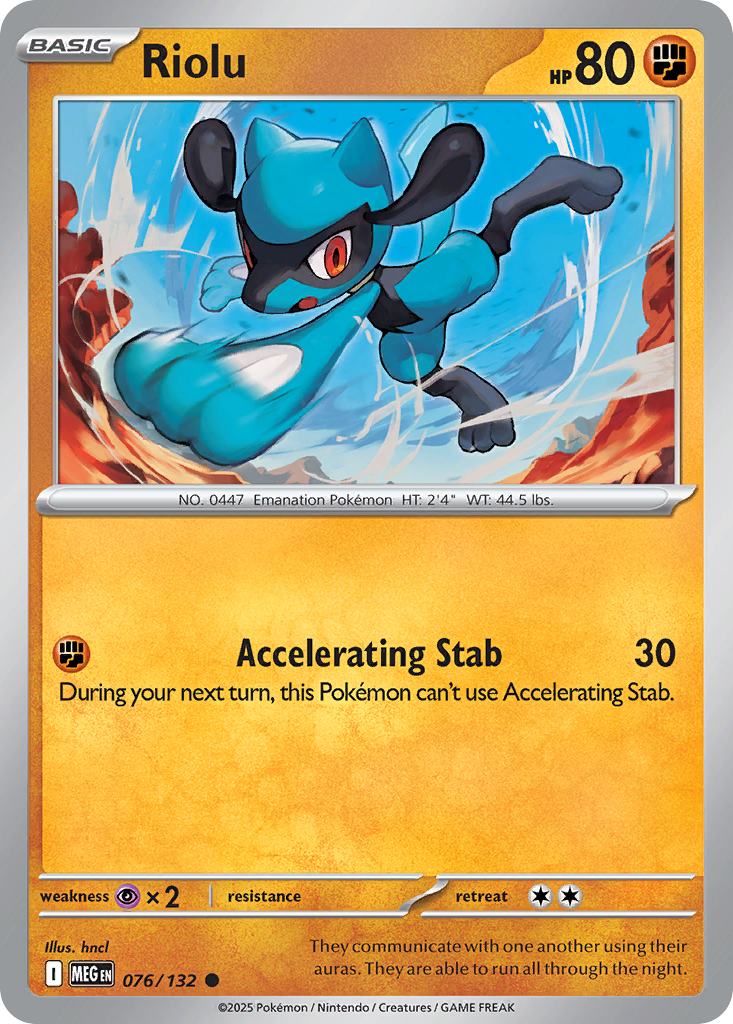 Riolu - 076/132 - - MEGA EVOLUTION - Pokemon - Common | AA06-88