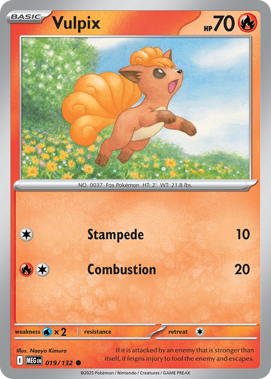 Vulpix - 019/132 - Reverse Holo - MEGA EVOLUTION - Pokemon - Common | AA55-1