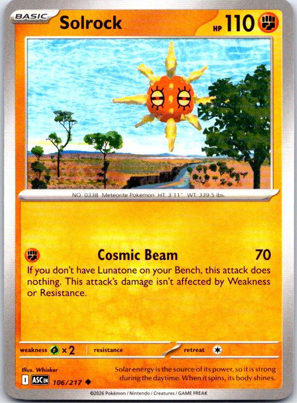 Solrock - 106/217 - - ASCENDED HEROES - Pokemon - Uncommon | AC14-28
