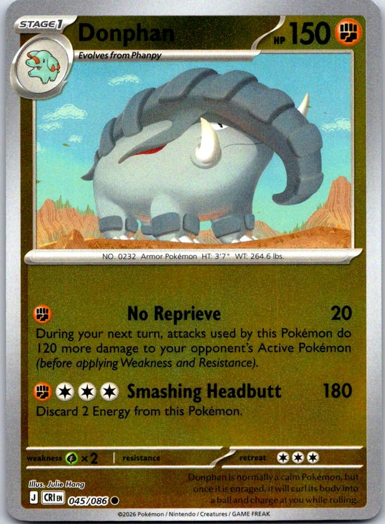 Donphan - 045/086 - Reverse Holo - CHAOS RISING - Pokemon - Common | AA132-22