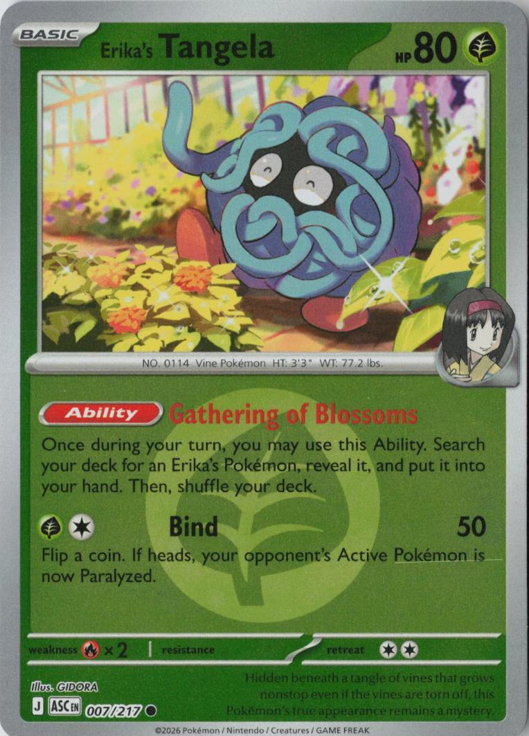 Erika's Tangela (Energy Symbol Pattern) - 007/217 - Reverse Holo - ASCENDED HEROES - Pokemon - | AA19-84