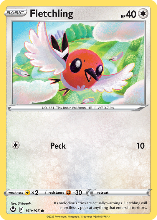 Fletchling - 150/195 - - SILVER TEMPEST - Pokemon - Common | AA91-22