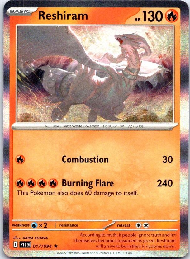 Reshiram - 017/094 - Holo - PHANTASMAL FLAMES - Pokemon - Rare | AC29-50