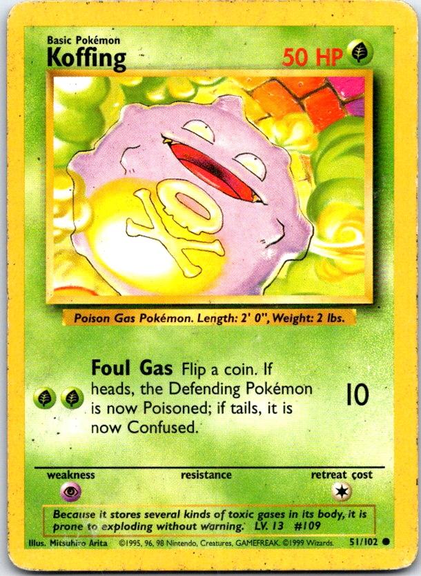 Koffing - 51/102 - - BASE SET UNLIMITED - Pokemon - Common | AC19-31