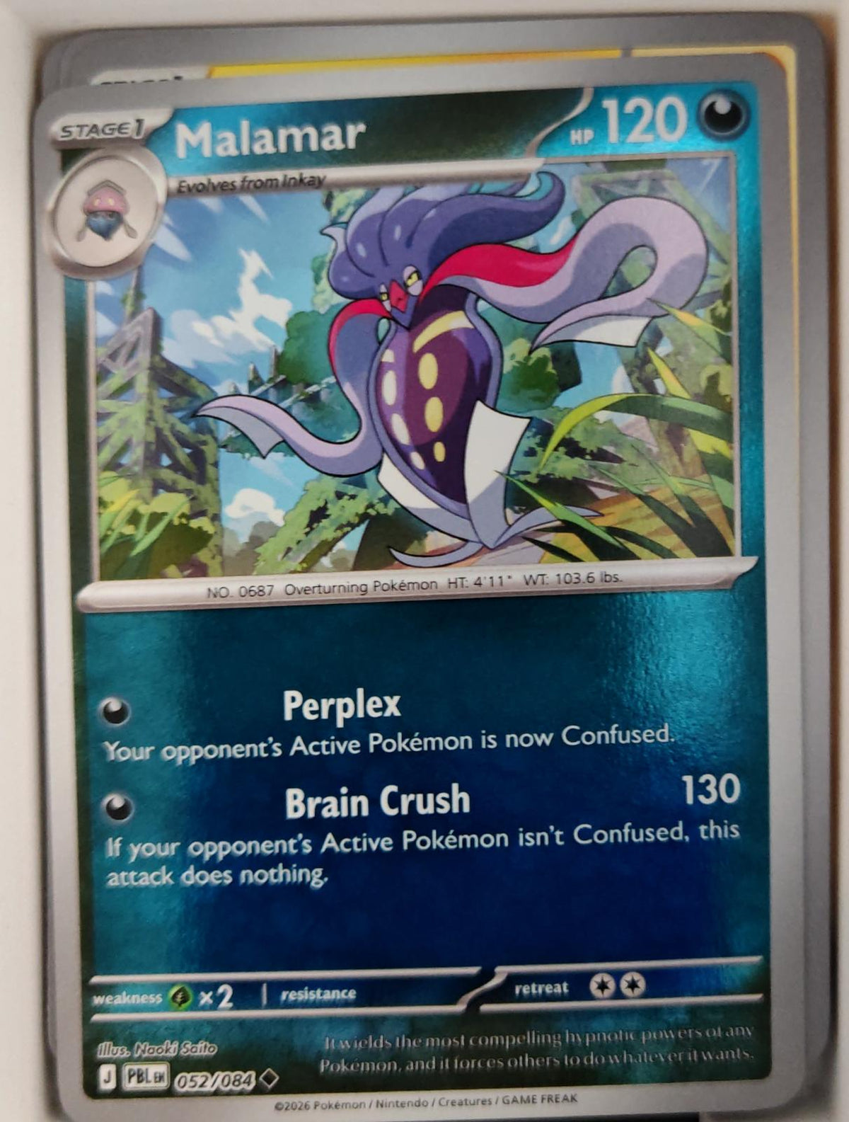 Malamar - 052/084 - Reverse Holo - PITCH BLACK - Pokemon - Uncommon | AA26-22