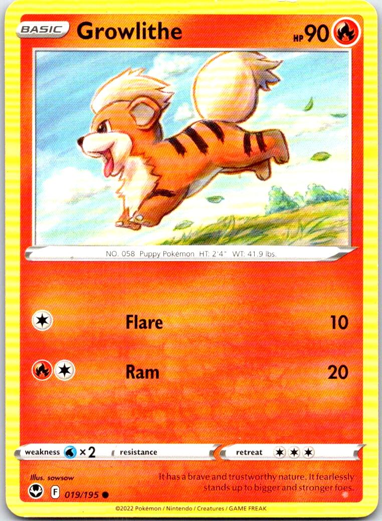Growlithe - 019/195 - - SILVER TEMPEST - Pokemon - Common | AB43-35