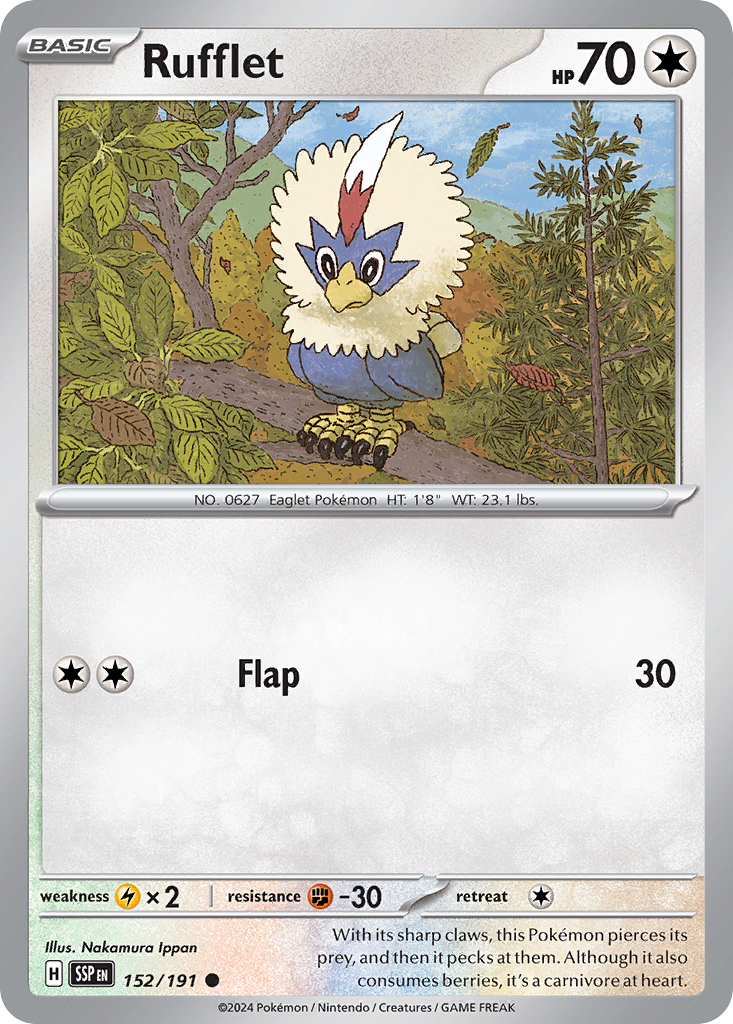 Rufflet - 152/191 - Reverse Holo - SURGING SPARKS - Pokemon - Common | AA19-5