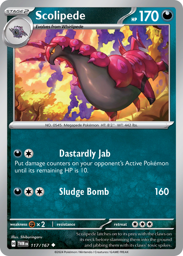 Scolipede - 117/167 - - TWILIGHT MASQUERADE - Pokemon - Uncommon | AA76-13