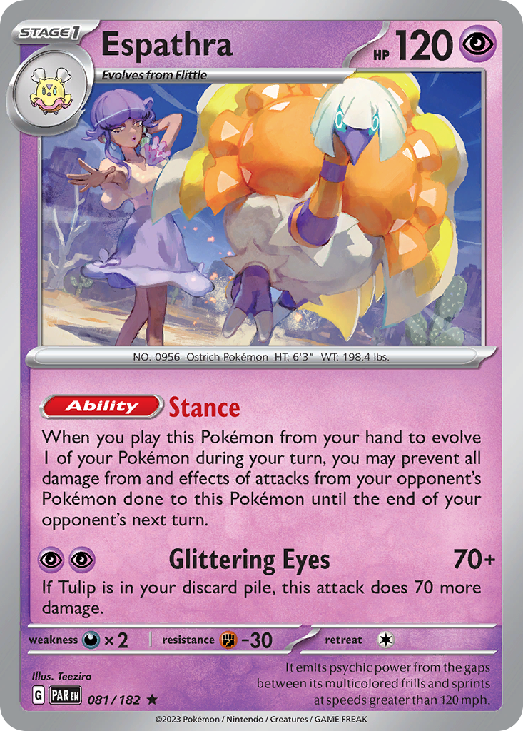 Espathra - 081/182 - Holo - PARADOX RIFT - Pokemon - Rare | AA06-39