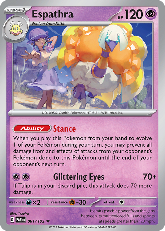 Espathra - 081/182 - Holo - PARADOX RIFT - Pokemon - Rare | AA06-39