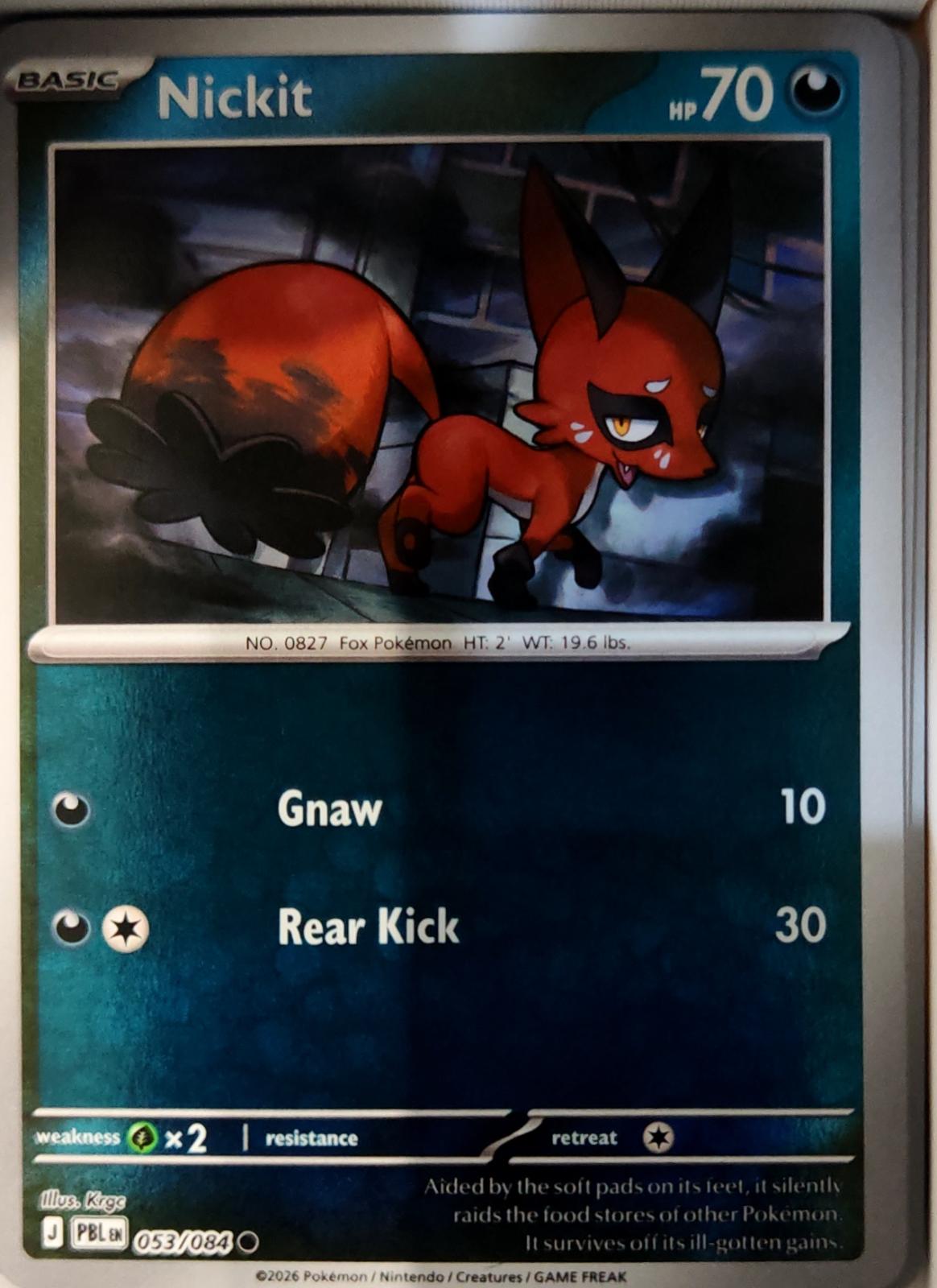 Nickit - 053/084 - Reverse Holo - PITCH BLACK - Pokemon - Common | AA72-11