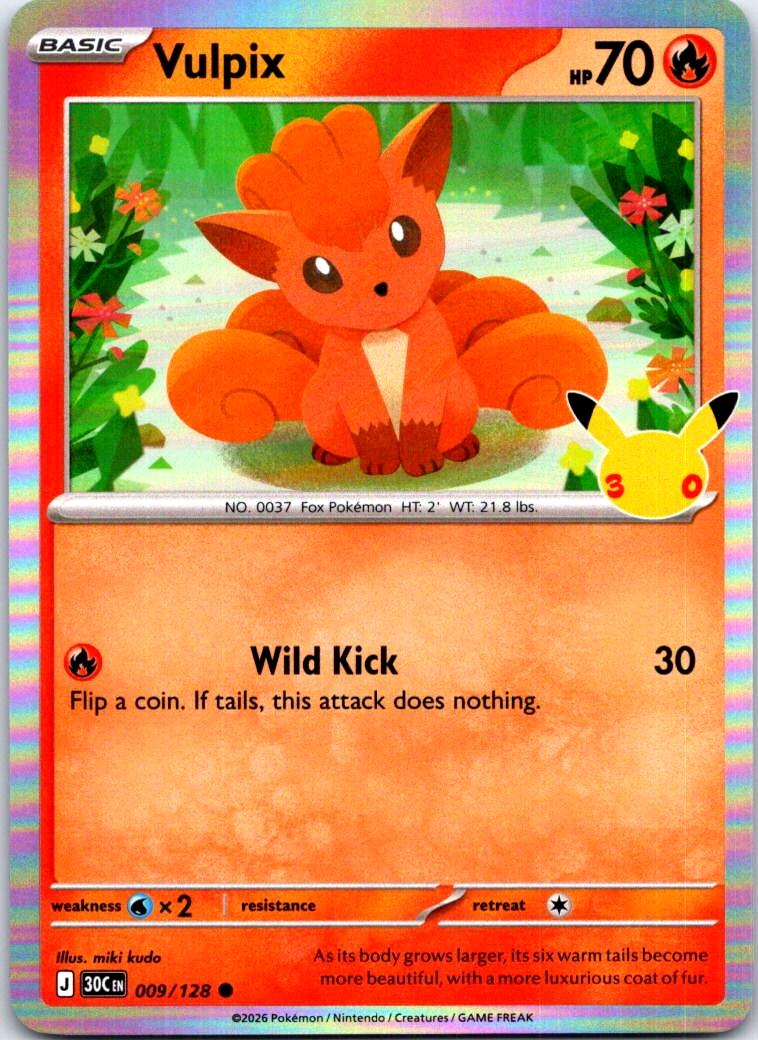 Vulpix - 009/128 - Holo - ME: 30TH CELEBRATION - Pokemon - Common | AC31-40
