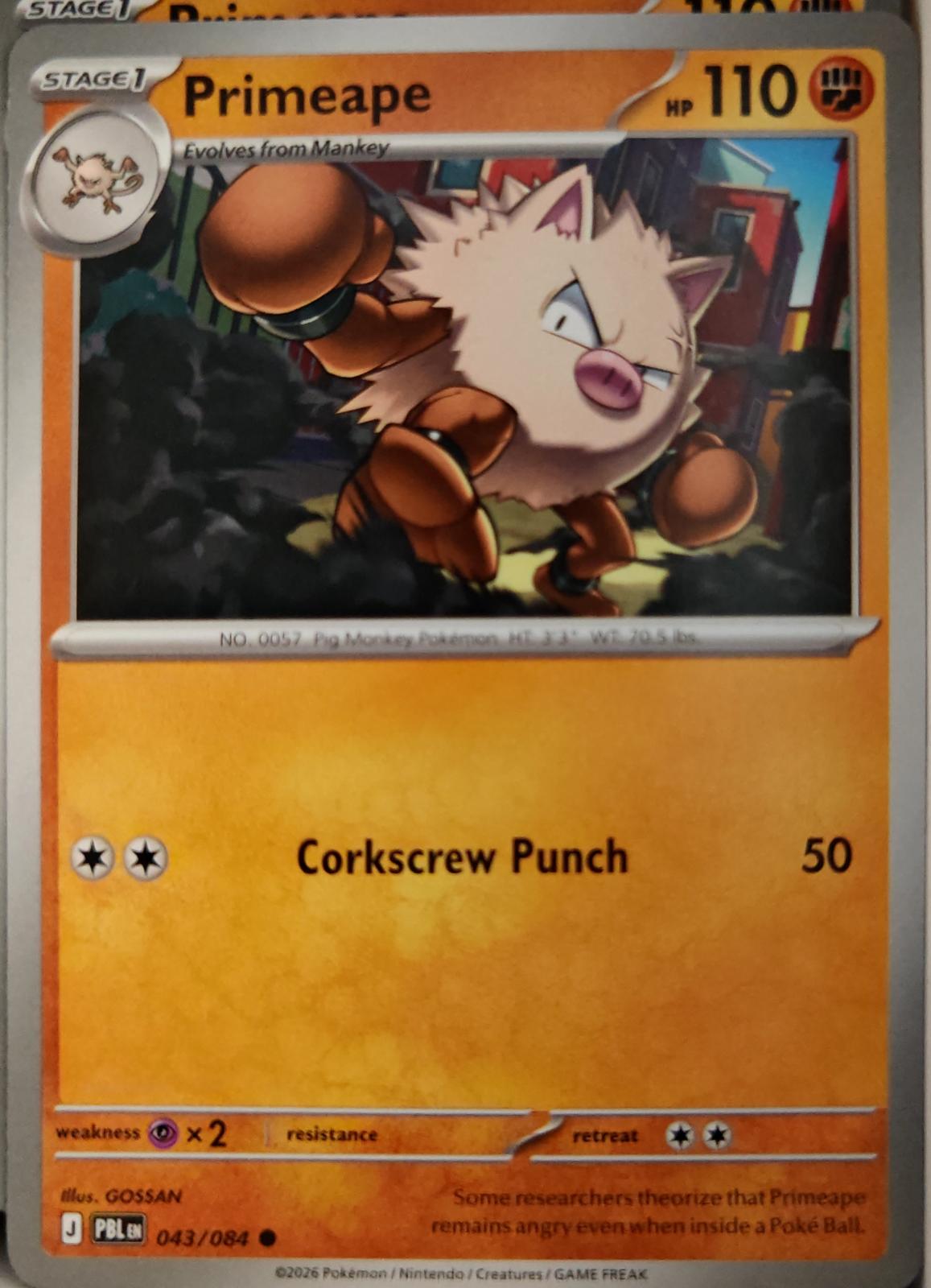 Primeape - 043/084 - - PITCH BLACK - Pokemon - Common | AA28-86
