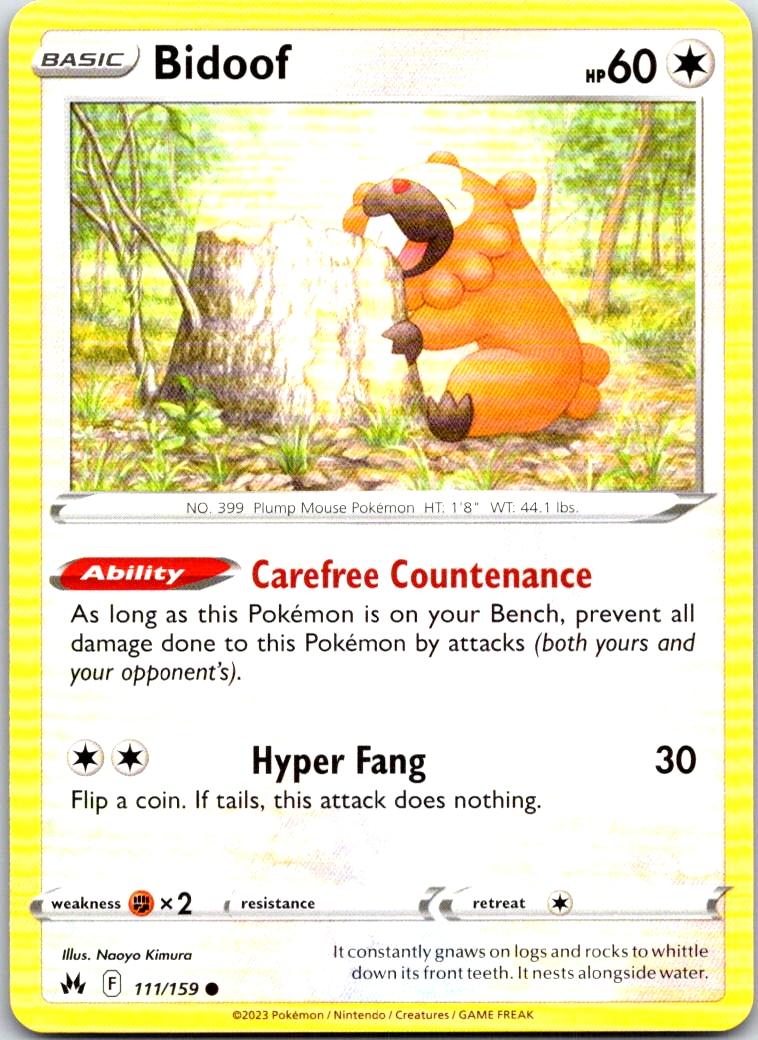 Bidoof - 111/159 - - CROWN ZENITH - Pokemon - Common | AA105-30