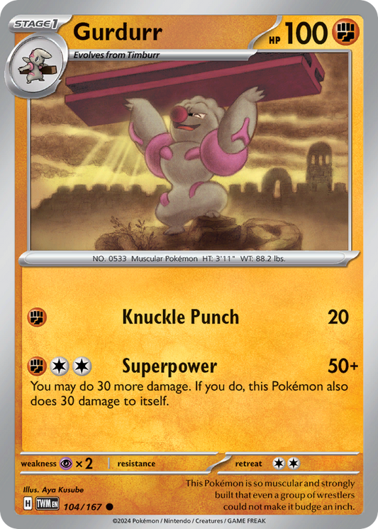 Gurdurr - 104/167 - - TWILIGHT MASQUERADE - Pokemon - Common | AA86-14