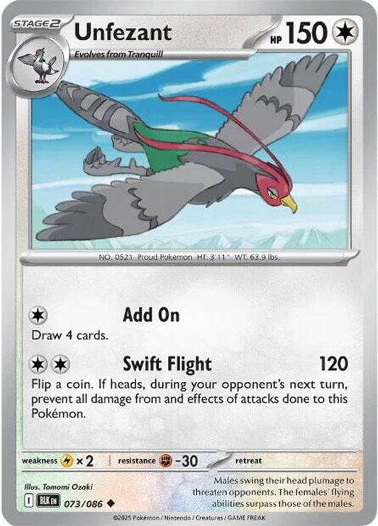 Unfezant - 073/086 - - BLACK BOLT - Pokemon - Uncommon | AA47-84