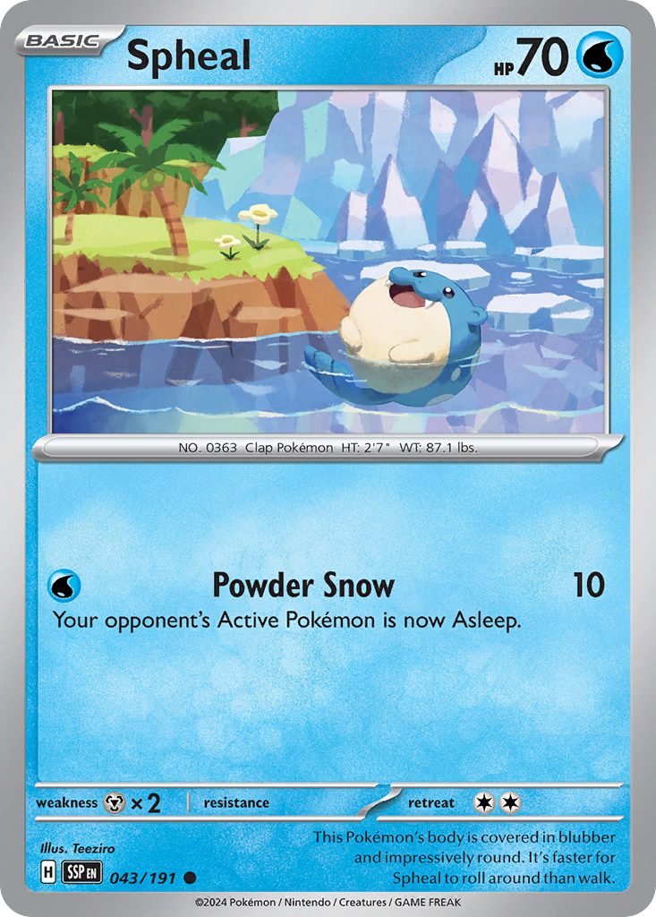 Spheal - 043/191 - - SURGING SPARKS - Pokemon - Common | AA09-31