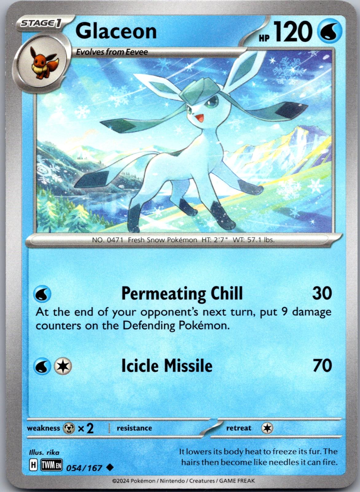 Glaceon - 054/167 - - TWILIGHT MASQUERADE - Pokemon - Uncommon | AA85-11