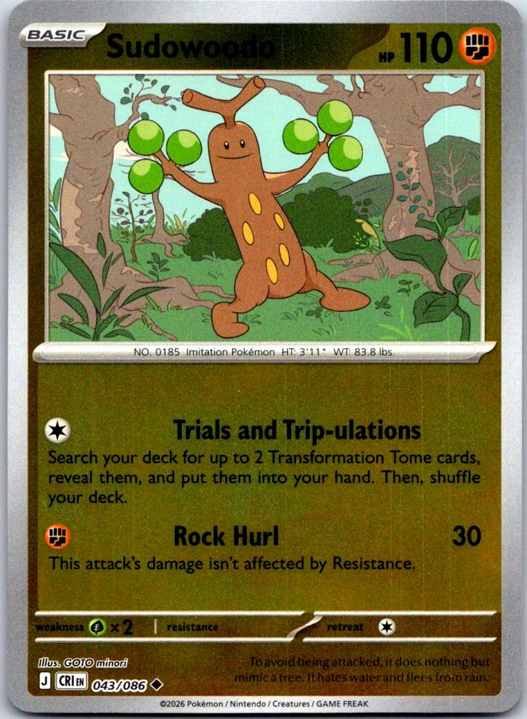 Sudowoodo - 043/086 - Reverse Holo - CHAOS RISING - Pokemon - | AA126-30